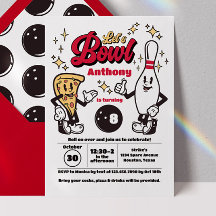Bowling Vintage Invitation - Red