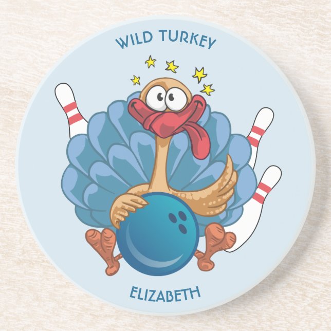 Bowling Wild Turkey With Ball And Pins Coaster (Front)