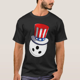 Bowling With American Flag Hat Patriotic 4th Of Ju T-Shirt