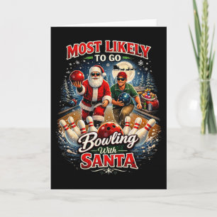 Bowling with Santa Holiday Card