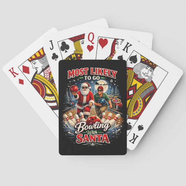 Bowling with Santa Playing Cards (Back)