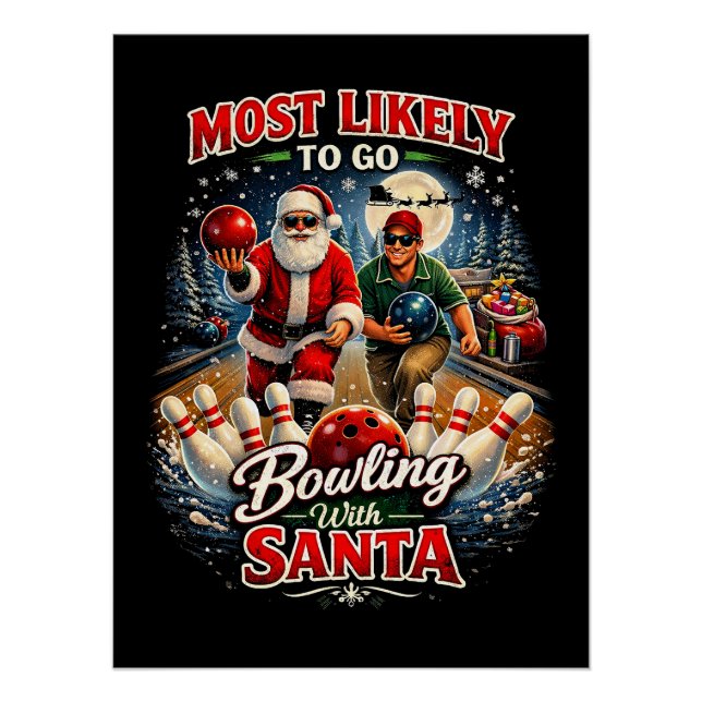 Bowling with Santa Poster (Front)