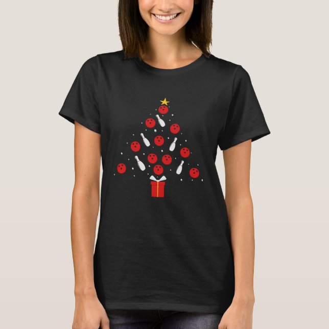Bowling Xmas Tree  Holiday  Bowling  Christmas T-Shirt (Front)