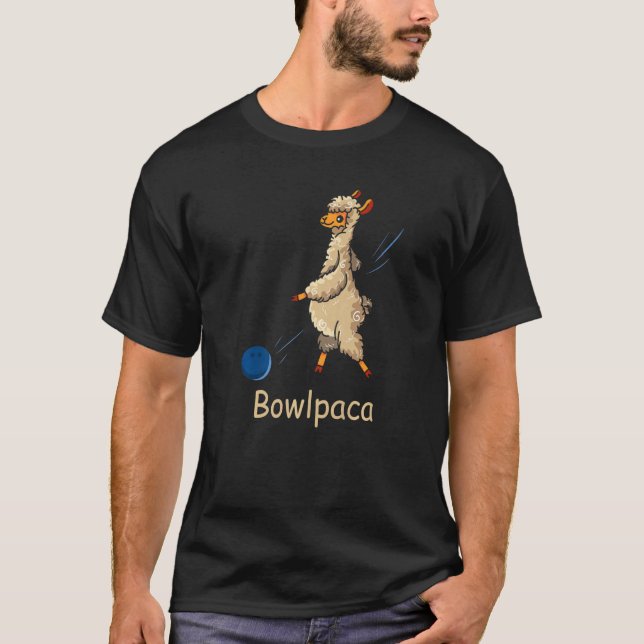 Bowlpaca  Alpaca Bowling Llama Bowler T-Shirt (Front)