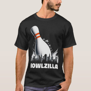 Bowlzilla Destroying City Ten Pin Men Kids Funny B T-Shirt
