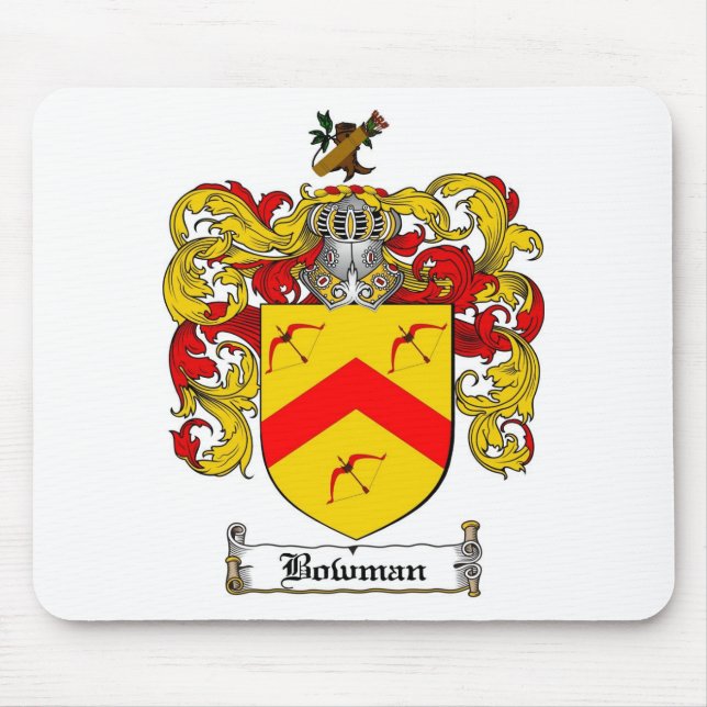 BOWMAN FAMILY CREST -  BOWMAN COAT OF ARMS MOUSE PAD (Front)