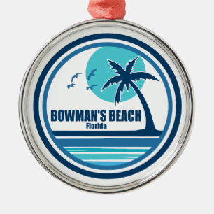 Bowman's Beach Florida Palm Tree Birds Metal Ornament