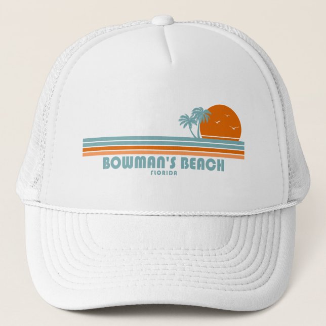 Bowman's Beach Florida Sun Palm Trees Trucker Hat (Front)