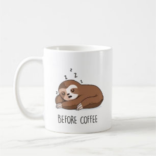bown before and after coffee cute cartoon mug
