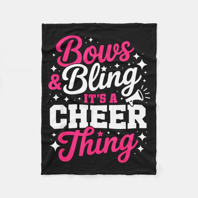 Bows &amp; bling a cheer thing funny cheerleading fleece blanket (Front)