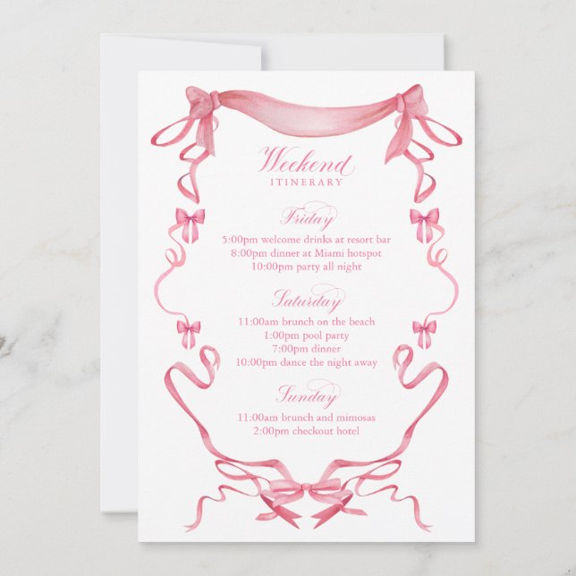 Bows and Babes Girls Club Bachelorette Invitation (Back)