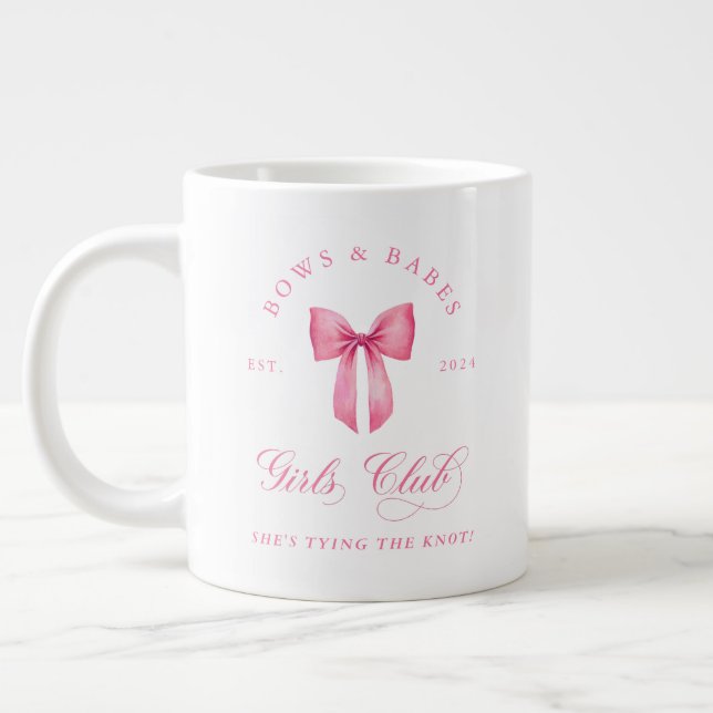 Bows and Babes Girls Club Bachelorette  Large Coffee Mug (Left)