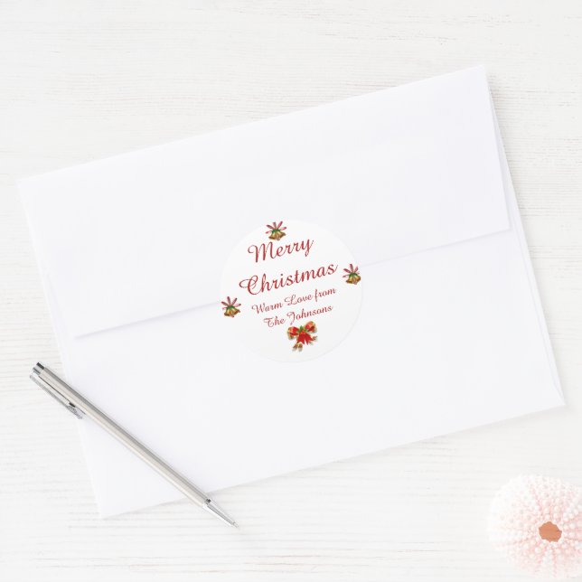 Bows and Bells Merry Christmas Stickers (Envelope)