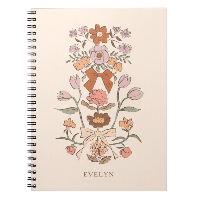 Bows and Blossoms Rustic Terracotta Notebook (Front)