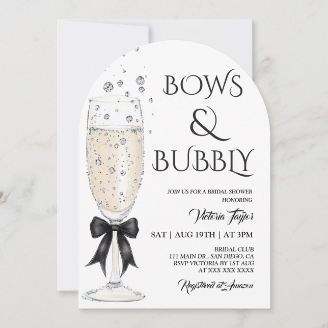 Bows and Bubbly Bridal Shower Invitation (Front)