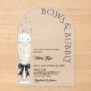 Bows and Bubbly Champagne Bridal Shower Acrylic Invitations
