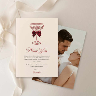 Bows and Bubbly Photo Bridal Shower Thank you Card