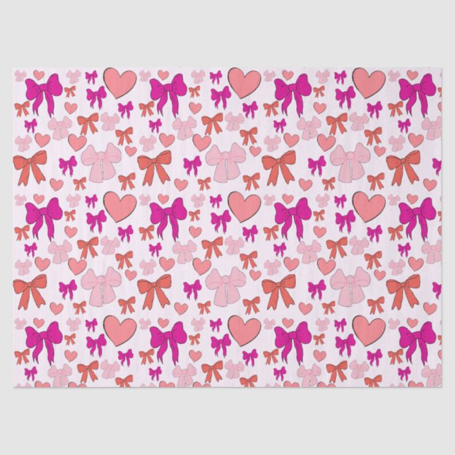 Bows and Hearts Tissue Paper (Front)