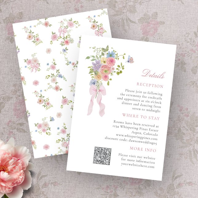 Bows and Wildflowers Enclosure Card (Bows and Wildflowers Enclosure Card with QR Code)