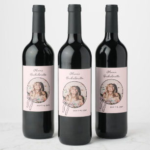 Bows & Babes Bachelorette Pink Girly Custom Wine Label