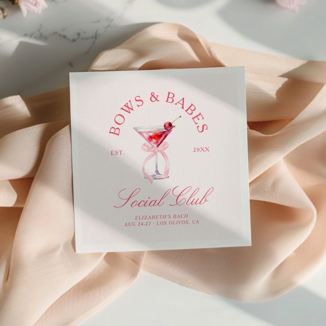 Bows & Babes Coquette Cherries Bachelorette Napkin (Creator Uploaded)
