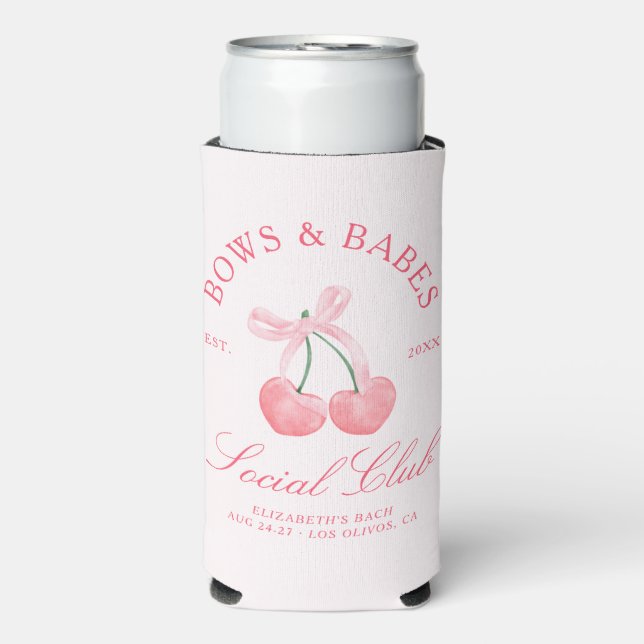 Bows & Babes Coquette Cherries Bachelorette Seltzer Can Cooler (Seltzer Front)