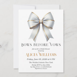 Bows before Vows Gold White Bow Bridal Shower Invitation