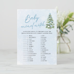 Bows Christmas Baby Animal Match Baby Shower Game Invitation