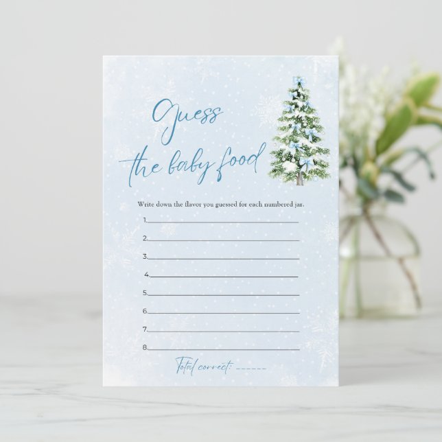 Bows Christmas Baby Shower Guess The Baby Food Invitation (Standing Front)