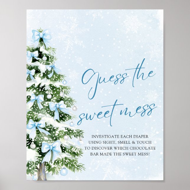 Bows Christmas Baby Shower Guess the Sweet Mess Poster (Front)