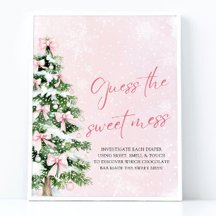 Bows Christmas Baby Shower Guess the Sweet Mess Poster