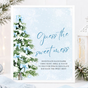 Bows Christmas Baby Shower Guess the Sweet Mess Poster