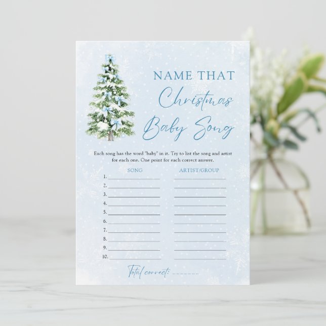 Bows Christmas Baby Shower Name That Baby Tune Invitation (Standing Front)
