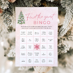 Bows Christmas Find the Guest Bingo Baby Shower Invitation
