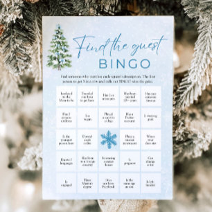 Bows Christmas Find the Guest Bingo Baby Shower Invitation