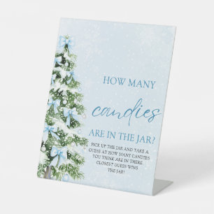 Bows Christmas Guess How Many Candies Baby Shower  Pedestal Sign