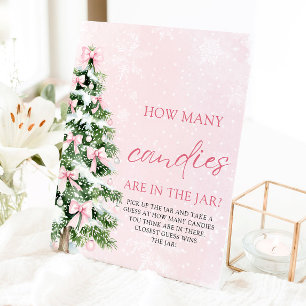 Bows Christmas Guess How Many Candies Baby Shower  Pedestal Sign