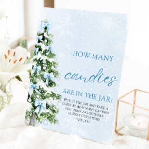 Bows Christmas Guess How Many Candies Baby Shower  Pedestal Sign