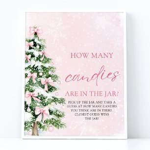 Bows Christmas Guess How Many Candies Baby Shower  Poster