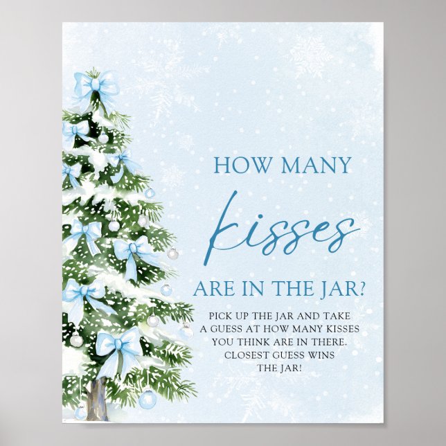 Bows Christmas Guess How Many Kisses Baby Shower  Poster (Front)