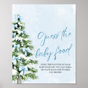 Bows Christmas Guess the Baby Food Baby Shower Poster