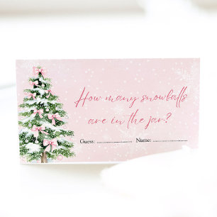 Bows Christmas How Many Snowballs Baby Shower Game Enclosure Card