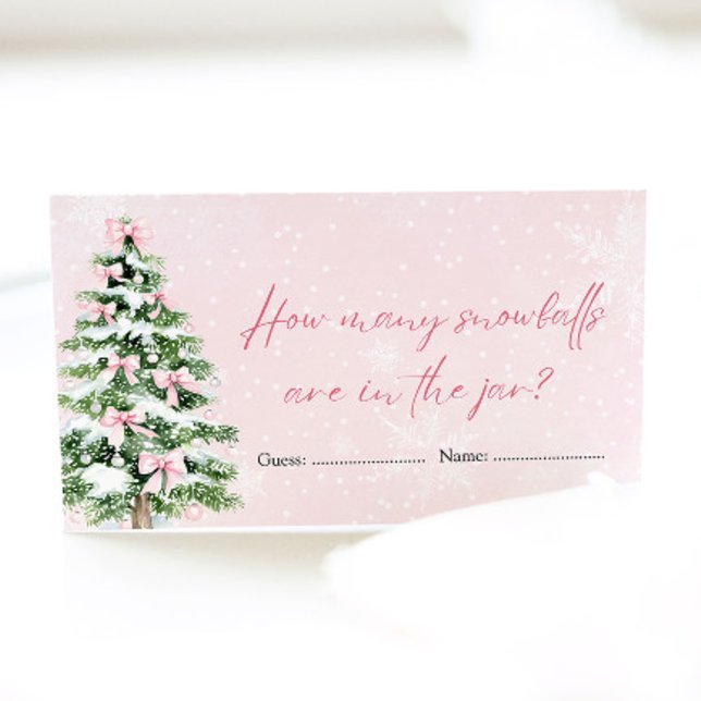 Bows Christmas How Many Snowballs Baby Shower Game Enclosure Card (Bows Christmas How Many Snowballs Baby Shower Game)