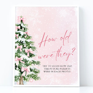Bows Christmas How Old Were They Baby Shower Game Poster