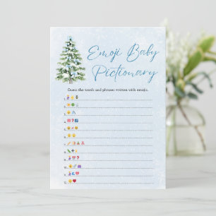 Bows Christmas Tree Baby Emoji Pictionary Game Invitation