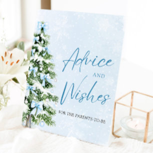 Bows Christmas Tree Baby Shower Advice and Wishes Pedestal Sign