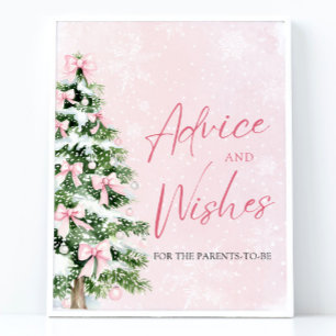 Bows Christmas Tree Baby Shower Advice and Wishes Poster
