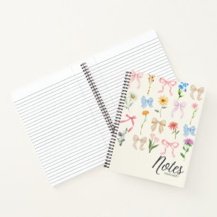 Bows Floral Classy Stylish Minimal Notebook
