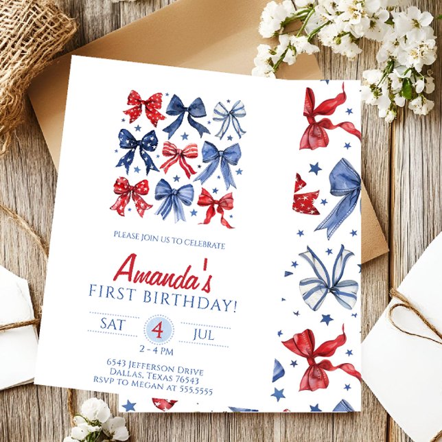  Bows fourth of July birthday Invitation (Creator Uploaded)