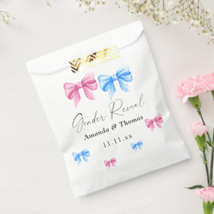 Bows Gender Reveal. Girl or Boy Favour Bag